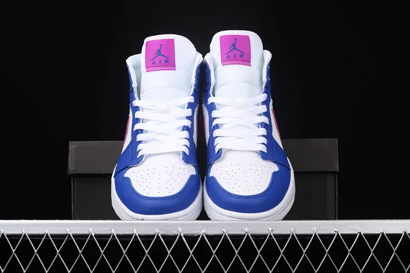 All categories Air Jordan Jordan series basketball shoes Air Jordan 1 Mid Air Jordan 1 Mid AJ1 Joe 1 white blue purple Chinese basketball shoes 554724-451